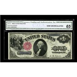 Fr. 34 $1 1880 Legal Tender CGA Gem Uncirculated 65. Ni 