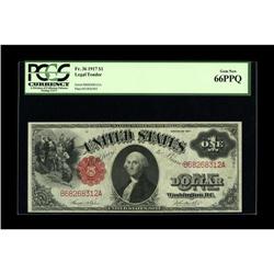 Fr. 36 $1 1917 Legal Tender PCGS Gem New 66PPQ. A very 