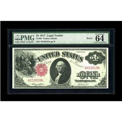 Fr. 36 $1 1917 Legal Tender PMG Choice Uncirculated 64 