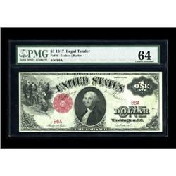 Fr. 36 $1 1917 Legal Tender PMG Choice Uncirculated 64. 