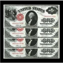 Fr. 37 $1 1917 Legal Tender Cut Sheet of Four Very Choi 