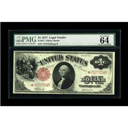 Fr. 37 $1 1917 Legal Tender PMG Choice Uncirculated 64E 