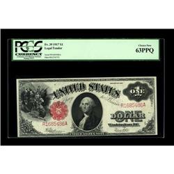 Fr. 39 $1 1917 Legal Tender PCGS Choice New 63PPQ. This 