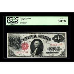 Fr. 39 $1 1917 Legal Tender PCGS New 62PPQ.The top marg 