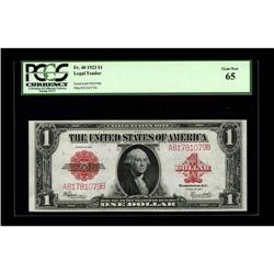 Fr. 40 $1 1923 Legal Tender PCGS Gem New 65. This is a 