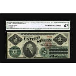 Fr. 41 $2 1862 Legal Tender CGA Gem Uncirculated 67. Th 
