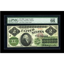 Fr. 41a $2 1862 Legal Tender PMG Gem 66 EPQ 