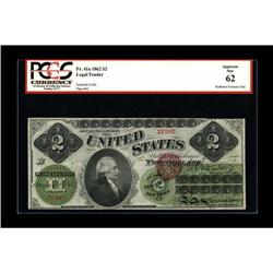 Fr. 41a $2 1862 Legal Tender PCGS New 62. PCGS has quit 