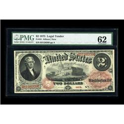 Fr. 44 $2 1875 Legal Tender PMG Uncirculated 62. A bit 