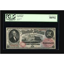 Fr. 46 $2 1875 Legal Tender PCGS Choice About New 58PPQ 