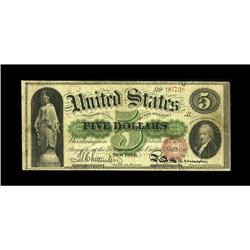 Fr. 63a $5 1863 Legal Tender Fine. The inks are dark wh 
