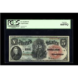 Fr. 64 $5 1869 Legal Tender PCGS Gem New 66PPQ. A brigh 
