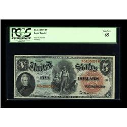 Fr. 64 $5 1869 Legal Tender PCGS Gem New 65. Henry Gugl 
