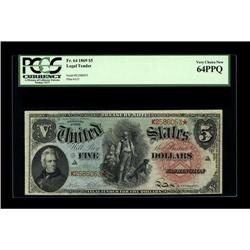 Fr. 64 $5 1869 Legal Tender PCGS Very Choice New 64PPQ. 