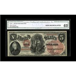 Fr. 68 $5 1875 Legal Tender CGA Gem Uncirculated 65. Th 
