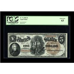 Fr. 71 $5 1880 Legal Tender PCGS Choice New 63. A bit c 