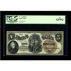 Fr. 72 $5 1880 Legal Tender PCGS New 62PPQ. Plenty of e 