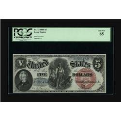 Fr. 73 $5 1880 Legal Tender PCGS Gem New 65. Lots of Fr 