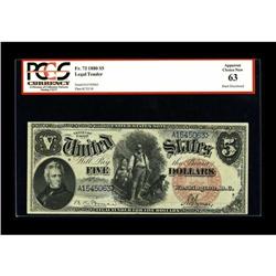 Fr. 73 $5 1880 Legal Tender PCGS Apparent Choice New 63 