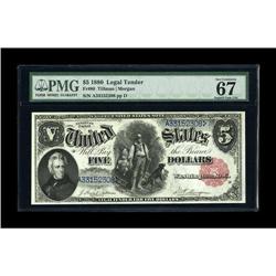 Fr. 80 $5 1880 Legal Tender PMG Superb Gem Unc 67. The 