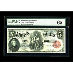 Fr. 82 $5 1880 Legal Tender PMG Gem Uncirculated 65 EPQ 