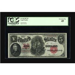 Fr. 86 $5 1907 Legal Tender PCGS Extremely Fine 45. The 