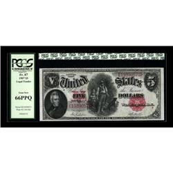Fr. 87 $5 1907 Legal Tender PCGS Gem New 66PPQ. Perfect 