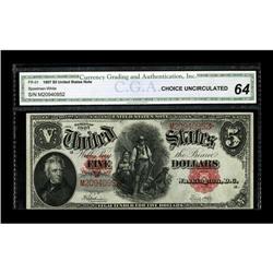Fr. 91 $5 1907 Legal Tender CGA Choice Uncirculated 64. 