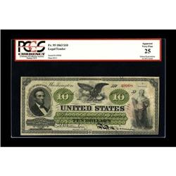 Fr. 95 $10 1863 Legal Tender PCGS Very Fine 25. Minor r 