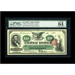 Fr. 95b $10 1863 Legal Tender PMG Choice Uncirculated 6 