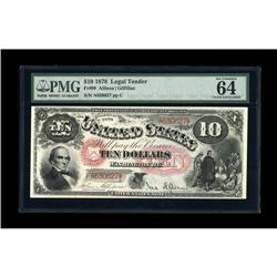Fr. 99 $10 1878 Legal Tender PMG Choice Uncirculated 64 