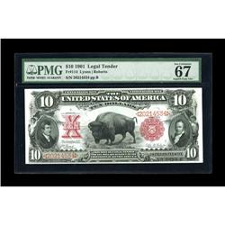 Fr. 114 $10 1901 Legal Tender PMG Superb Gem Unc 67 EPQ 