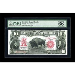 Fr. 119 $10 1901 Legal Tender PMG Gem Uncirculated 66 E 