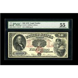 Fr. 154 $50 1878 Legal Tender PMG About Uncirculated 55 