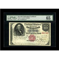 Fr. 214 $10 1879 Refunding Certificate PMG Gem Uncircul 