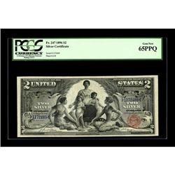 Fr. 247 $2 1896 Silver Certificate PCGS Gem New 65PPQ. 