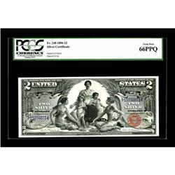 Fr. 248 $2 1896 Silver Certificate PCGS Gem New 66PPQ. 