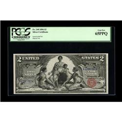 Fr. 248 $2 1896 Silver Certificate PCGS Gem New 65PPQ. 