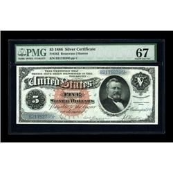 Fr. 262 $5 1886 Silver Certificate PMG Superb Gem Unc 6 