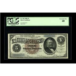 Fr. 263 $5 1886 Silver Certificate PCGS Extremely Fine 