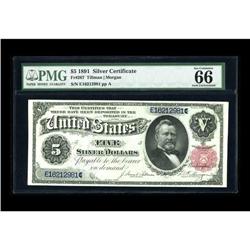 Fr. 267 $5 1891 Silver Certificate PMG Gem Uncirculated 