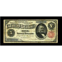 Fr. 267 $5 1891 Silver Certificate About Fine. A solid 