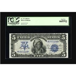 Fr. 277 $5 1899 Silver Certificate PCGS Gem New 66PPQ. 