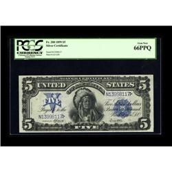 Fr. 280 $5 1899 Silver Certificate PCGS Gem New 66PPQ. 