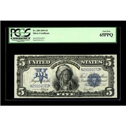 Fr. 280 $5 1899 Silver Certificate PCGS Gem New 65PPQ. 