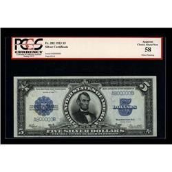 Fr. 282 $5 1923 Silver Certificate PCGS Apparent Choice 