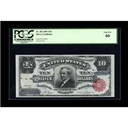 Fr. 301 $10 1891 Silver Certificate PCGS Gem New 66. Ve 