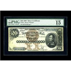 Fr. 311 $20 1880 Silver Certificate PMG Choice Fine 15. 