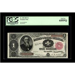 Fr. 350 $1 1891 Treasury Note PCGS Gem New 65PPQ. Perfe 