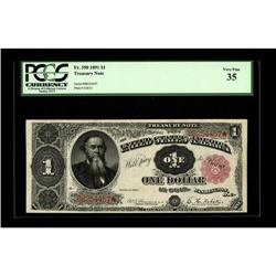 Fr. 350 $1 1891 Treasury Note PCGS Very Fine 35. Super 